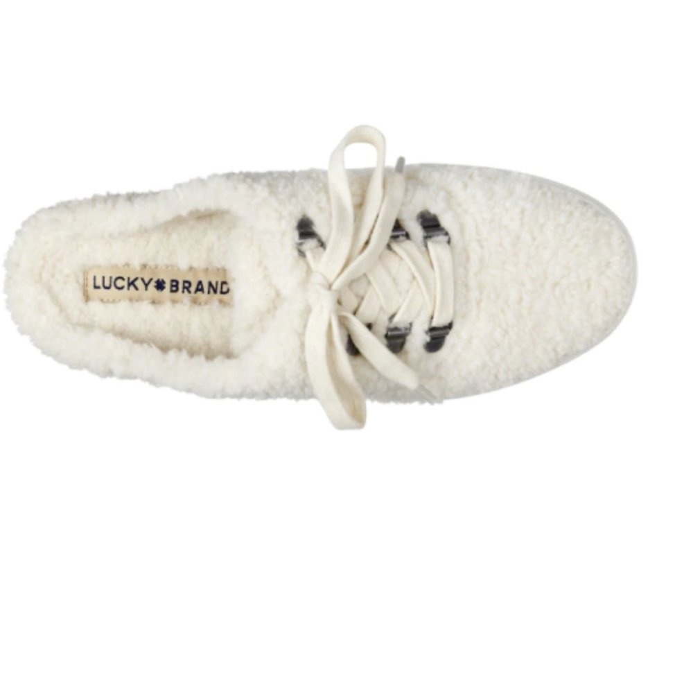 Lucky Brand Tolini Platform Sherpa Slip On Sneakers Beige NEW - Picture 4 of 4